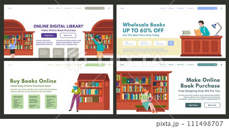 Web page design set for online library advertising 111498707