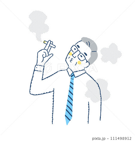 タバコを吸っている中年のビジネスマン タバコを吸っている中年のビジネスマン 111498912