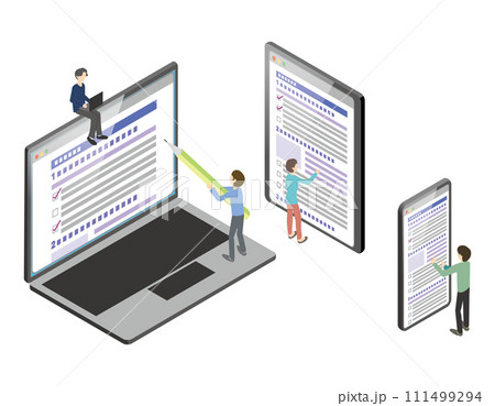 フォーム入力をする人のイラスト フォーム入力をする人のイラスト 111499294