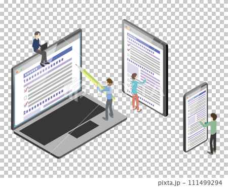フォーム入力をする人のイラスト フォーム入力をする人のイラスト 111499294