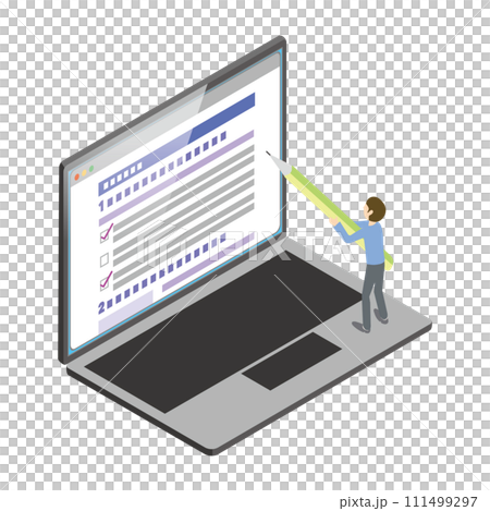 Illustration of a person filling out a form 111499297