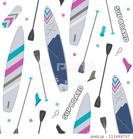 Seamless pattern with Inflatable paddle supboard Seamless pattern with Inflatable paddle supboard 111499797