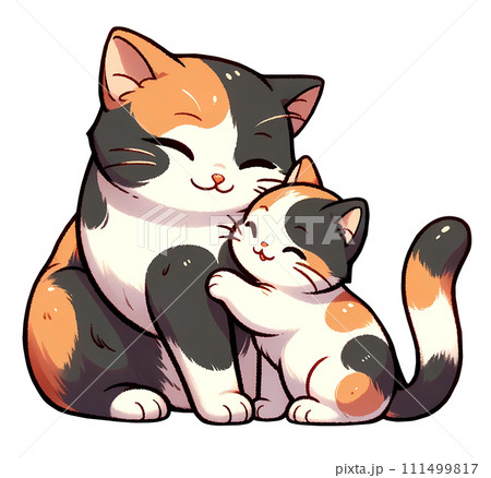 仲の良い猫の親子のイラスト素材 [111499817] - PIXTA