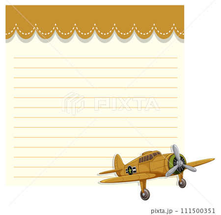 Vintage Airplane on Lined Paper Vintage Airplane on Lined Paper 111500351