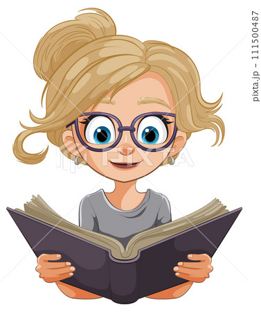 Smart Girl Enjoying a Good Book 111500487