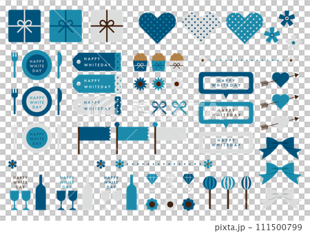 Cute white day material set Cute white day material set 111500799