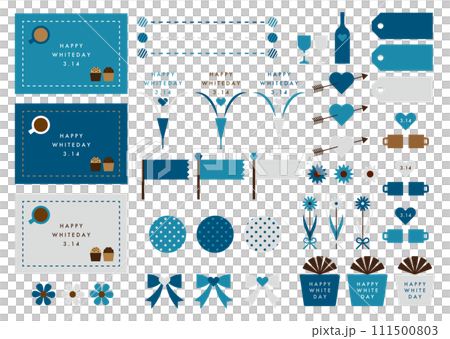 ホワイトデーカードなどのセットイラスト ホワイトデーカードなどのセットイラスト 111500803