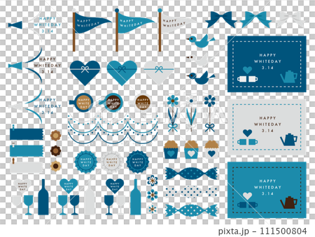 ホワイトデーカードとフラッグなどのセットイラスト 111500804