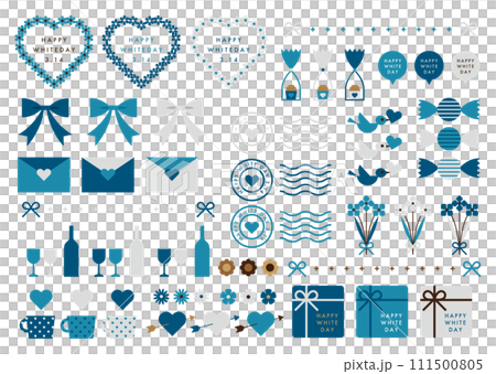 White Day Material Pack | Frames, Decorative Borders, Heart & Ribbon Deco Set 111500805