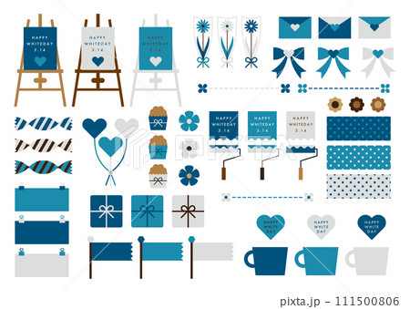 ホワイトデーのセット素材イラスト ホワイトデーのセット素材イラスト 111500806