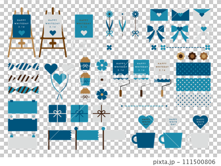 ホワイトデーのセット素材イラスト ホワイトデーのセット素材イラスト 111500806