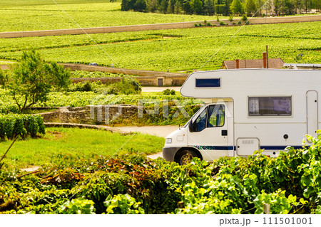Camper visit vineyard region, Burgundy in France. Camper visit vineyard region, Burgundy in France. 111501001