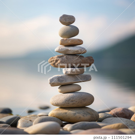 Balance Stones stacked to pyramid 111501294