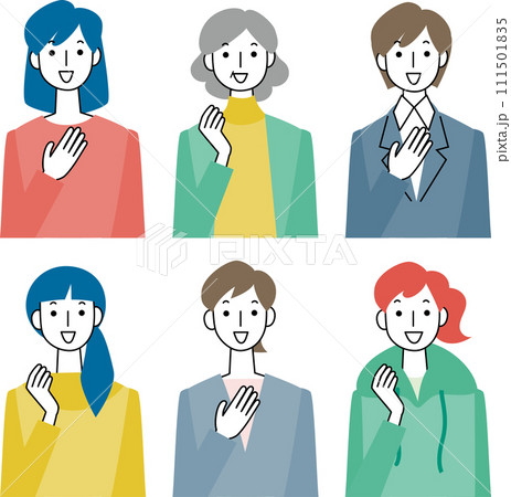 笑顔の女性の上半身セット 笑顔の女性の上半身セット 111501835