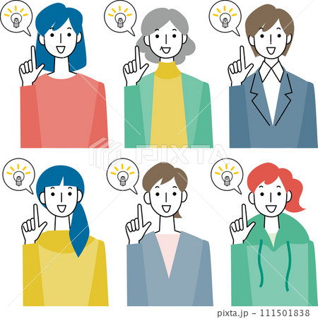 笑顔で指をさす女性の上半身セット 笑顔で指をさす女性の上半身セット 111501838