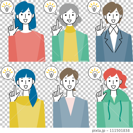 笑顔で指をさす女性の上半身セット 笑顔で指をさす女性の上半身セット 111501838