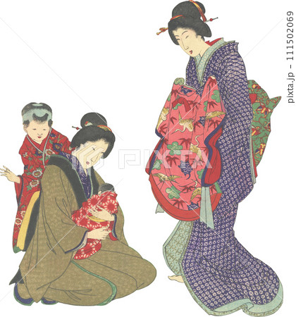 浮世絵 女性の肖像 赤い手袋 publicdomainq-0016934pobwnw.jpg