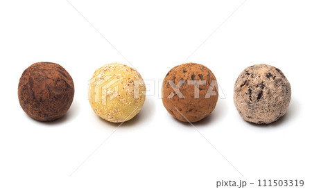 Collection of chocolates. Belgian truffles on a white background 111503319