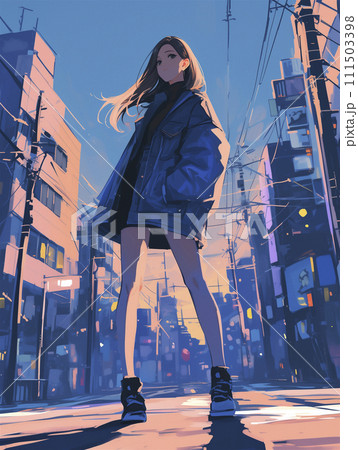 1人の少女を包み込む東京の夜(AI生成画像) 1人の少女を包み込む東京の夜(AI生成画像) 111503398