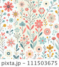 春の優しい色使いのオシャレな植物のイラスト素材 111503675