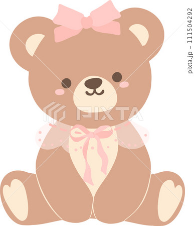 Coquette teddy bear with pink bow 111504292