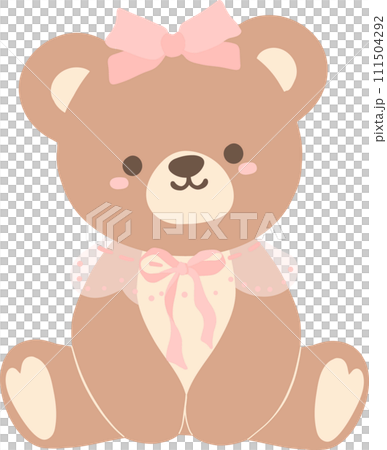 Coquette teddy bear with pink bow 111504292
