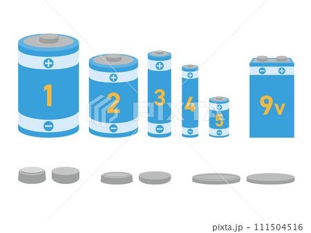 電池のイラストのセット_2 電池のイラストのセット_2 111504516