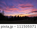 A beautiful colorful sunset, clouds changing colors from yellow to red, pastel colours of the sky 111505071