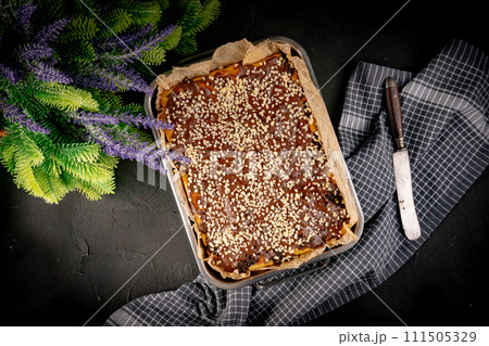 Freshly baked cake with poppy seeds. Freshly baked cake with poppy seeds. 111505329