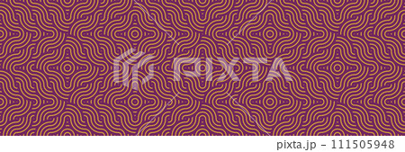 Purple and Orange Floral Waves: Vintage Asian Seamless Pattern for Traditional Textile Art 111505948