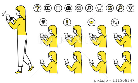 スマートフォンを操作する女性　バリエーション 111506347