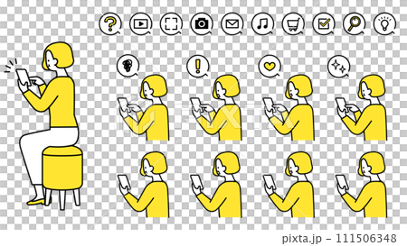 一位老年婦女操作智慧型手機的變化 111506348