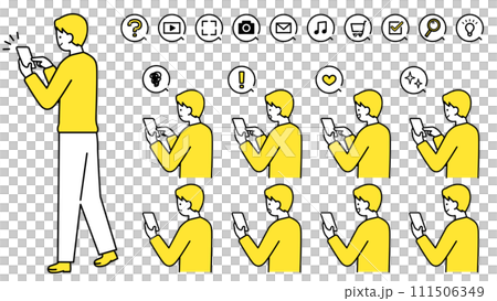 スマートフォンを操作する男性 バリエーション スマートフォンを操作する男性 バリエーション 111506349