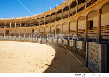 Plaza de Toros, Bullring in Ronda, opened in 1785, one of the oldest and most famous bullfighting arena in Spain. Andalucia. Plaza de Toros, Bullring in Ronda, opened in 1785, one of the oldest and most famous bullfighting arena in Spain. Andalucia. 111507090