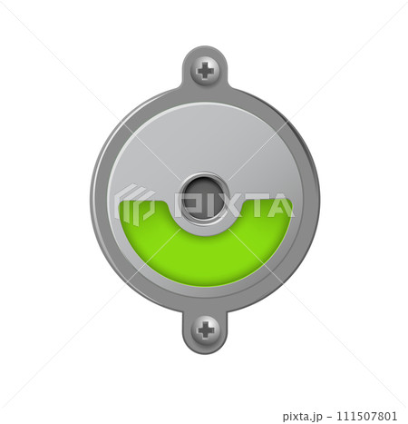 Toilet or restroom locks green and red round metal isolated on white. Occupied and Free. Regular public restroom door mechanism indicating. Vector 111507801