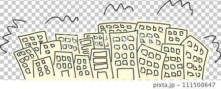 Hand drawn cityscape line drawing doodle Hand drawn cityscape line drawing doodle 111508647