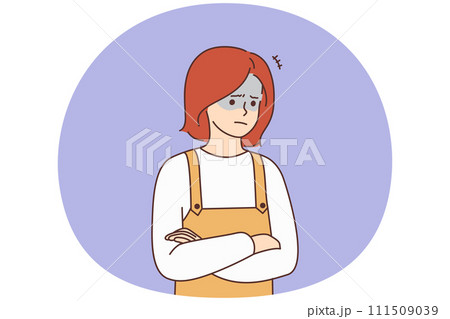 Unhappy girl feeling pensive 111509039