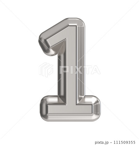 Steel font Number 1 ONE 3D Steel font Number 1 ONE 3D 111509355