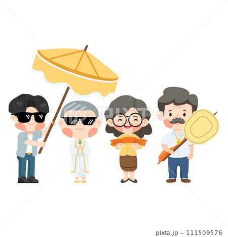 Illustration for Buddhist Ordination cartoon set 111509576