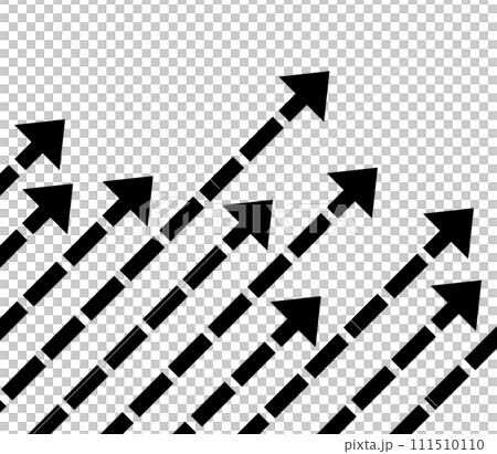 右上方向に伸びて増加していく矢印のイラスト 111510110