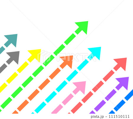 右上方向に伸びて増加していく矢印のイラスト 111510111
