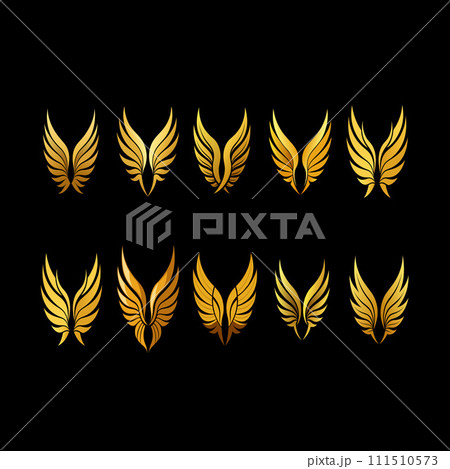 Set of vector golden wings Set of vector golden wings 111510573