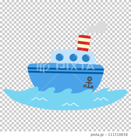 Simple and cute illustration of a ship floating on the sea Simple and cute illustration of a ship floating on the sea 111510638