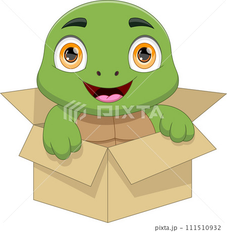 cute turtle in the box cartoon cute turtle in the box cartoon 111510932