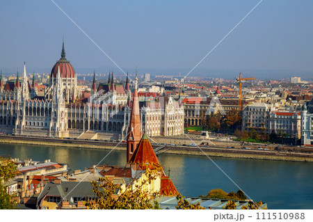 Orszaghaz Building a Danube River are of most prominent buildings in Budapest skyline Orszaghaz Building a Danube River are of most prominent buildings in Budapest skyline 111510988