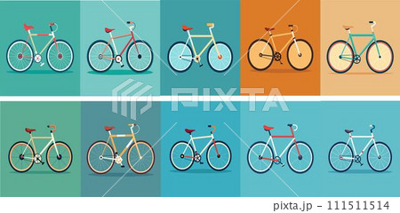 Set of simplistic illustration of a bicycle 111511514