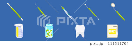Dental Oral Hygiene and Care Products Vector Set Dental Oral Hygiene and Care Products Vector Set 111511704