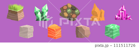 Rock and Solid Stone as Game Element Vector Setのイラスト素材 [111511726] - PIXTA