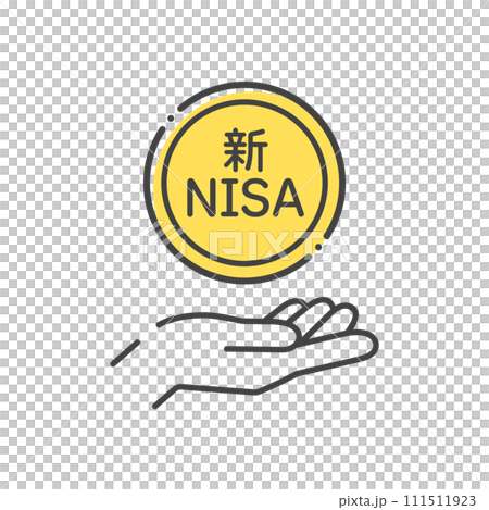 New NISA letters and icon of a person's hand holding a coin - Image of new NISA holdings, investments, and dividends New NISA letters and icon of a person's hand holding a coin - Image of new NISA holdings, investments, and dividends 111511923
