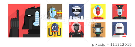 Funny Futuristic Robot and Cyborg Head and Portraits Vector Set Funny Futuristic Robot and Cyborg Head and Portraits Vector Set 111512019